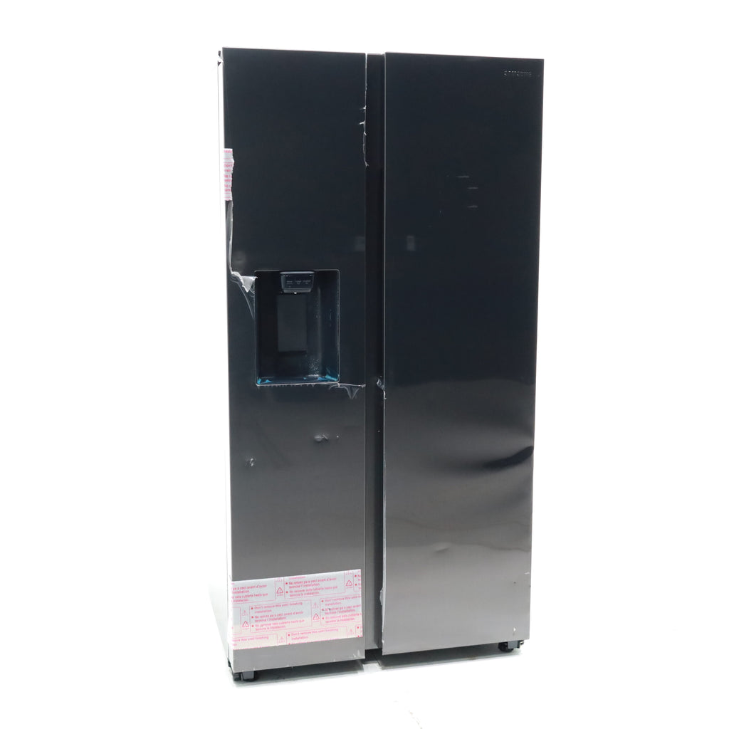 Pictures of Fingerprint Resistant Black Stainless Steel ENERGY STAR Samsung 27.4 cu. ft. Side by Side Refrigerator with Exterior Water and Ice Dispenser - Scratch & Dent - Moderate - Neu Appliance Outlet - Discount Appliance Outlet in Austin, Tx