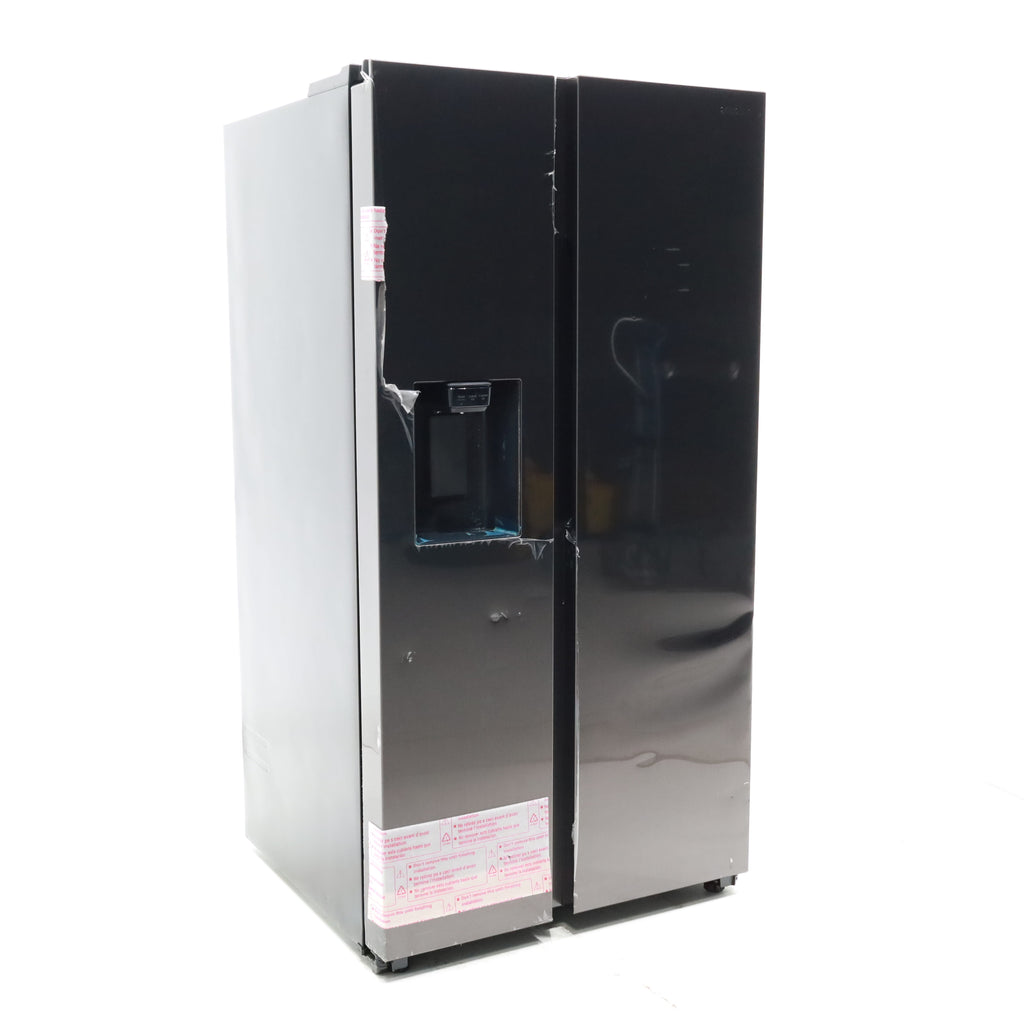 Pictures of Fingerprint Resistant Black Stainless Steel ENERGY STAR Samsung 27.4 cu. ft. Side by Side Refrigerator with Exterior Water and Ice Dispenser - Scratch & Dent - Moderate - Neu Appliance Outlet - Discount Appliance Outlet in Austin, Tx