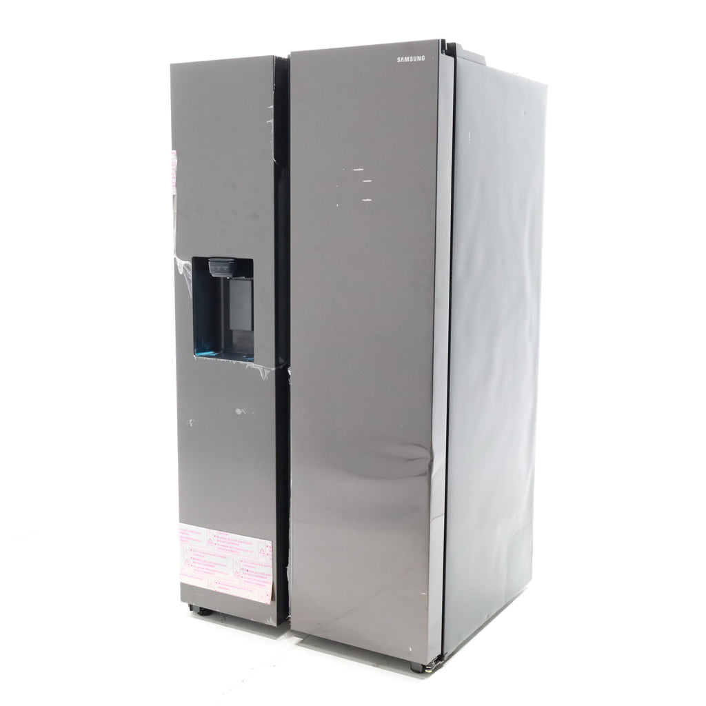 Pictures of Fingerprint Resistant Black Stainless Steel ENERGY STAR Samsung 27.4 cu. ft. Side by Side Refrigerator with Exterior Water and Ice Dispenser - Scratch & Dent - Moderate - Neu Appliance Outlet - Discount Appliance Outlet in Austin, Tx