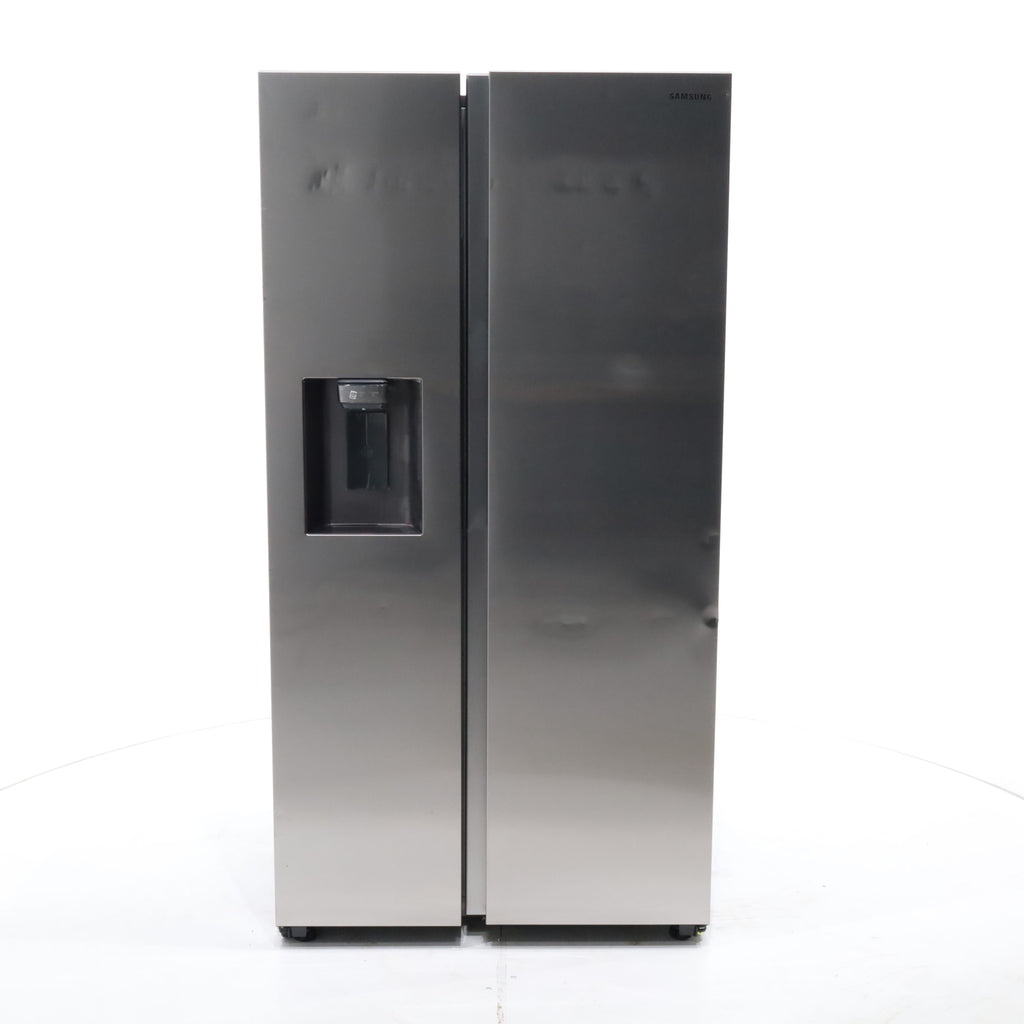 Pictures of Fingerprint Resistant Stainless Steel ENERGY STAR Samsung 27.4 cu. ft. Side by Side Refrigerator with Exterior Water and Ice Dispenser - Scratch & Dent - Moderate - Neu Appliance Outlet - Discount Appliance Outlet in Austin, Tx