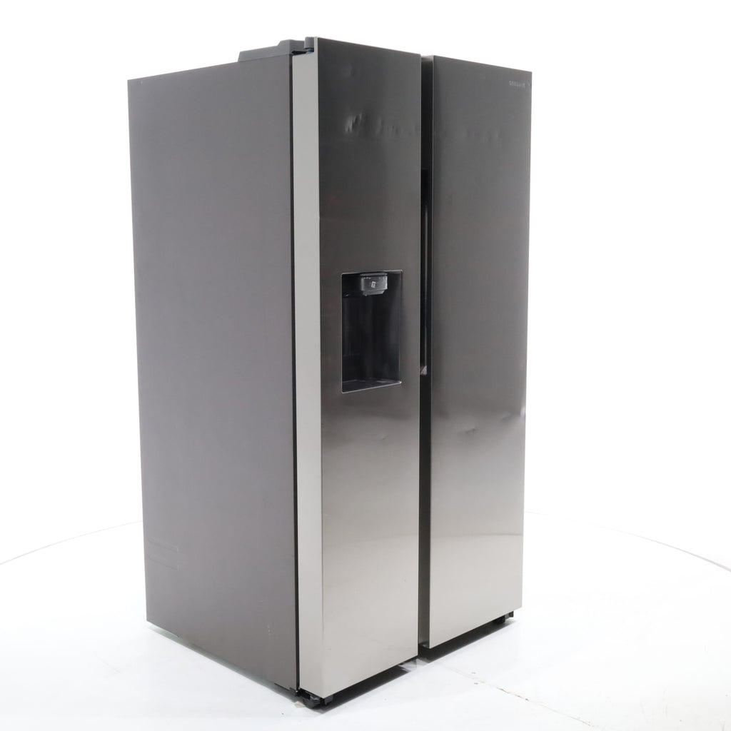Pictures of Fingerprint Resistant Stainless Steel ENERGY STAR Samsung 27.4 cu. ft. Side by Side Refrigerator with Exterior Water and Ice Dispenser - Scratch & Dent - Moderate - Neu Appliance Outlet - Discount Appliance Outlet in Austin, Tx