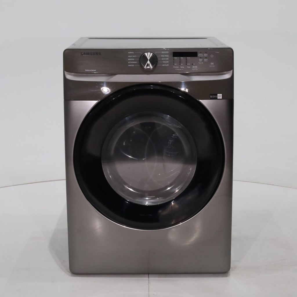 Pictures of Platinum Samsung 7.5 cu. ft. Frontload Electric Dryer with Sensor Dry - Scratch & Dent - Major - Neu Appliance Outlet - Discount Appliance Outlet in Austin, Tx
