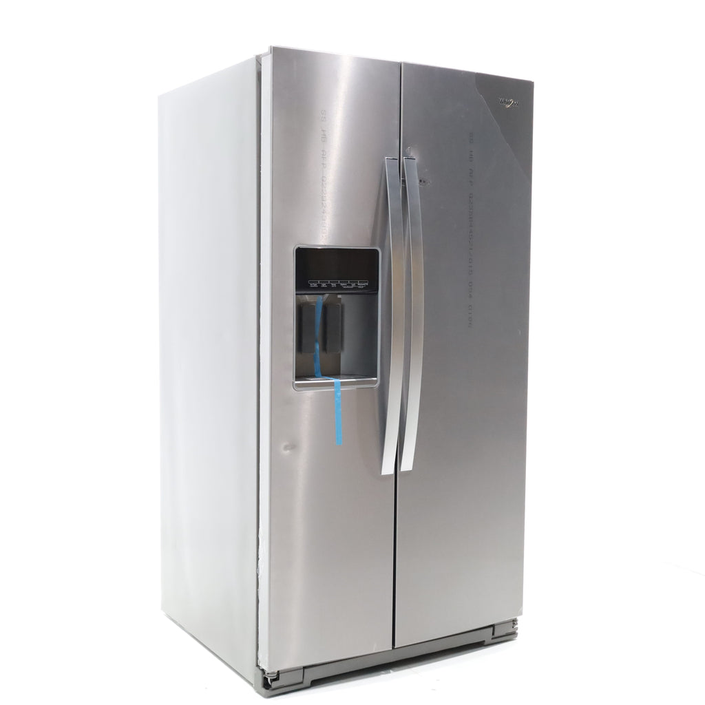 Pictures of Fingerprint-Resistant Stainless Steel Whirlpool 28.49 cu. ft. Side by Side Refrigerator with In Door Ice and Water Dispenser - Scratch & Dent - Moderate - Neu Appliance Outlet - Discount Appliance Outlet in Austin, Tx