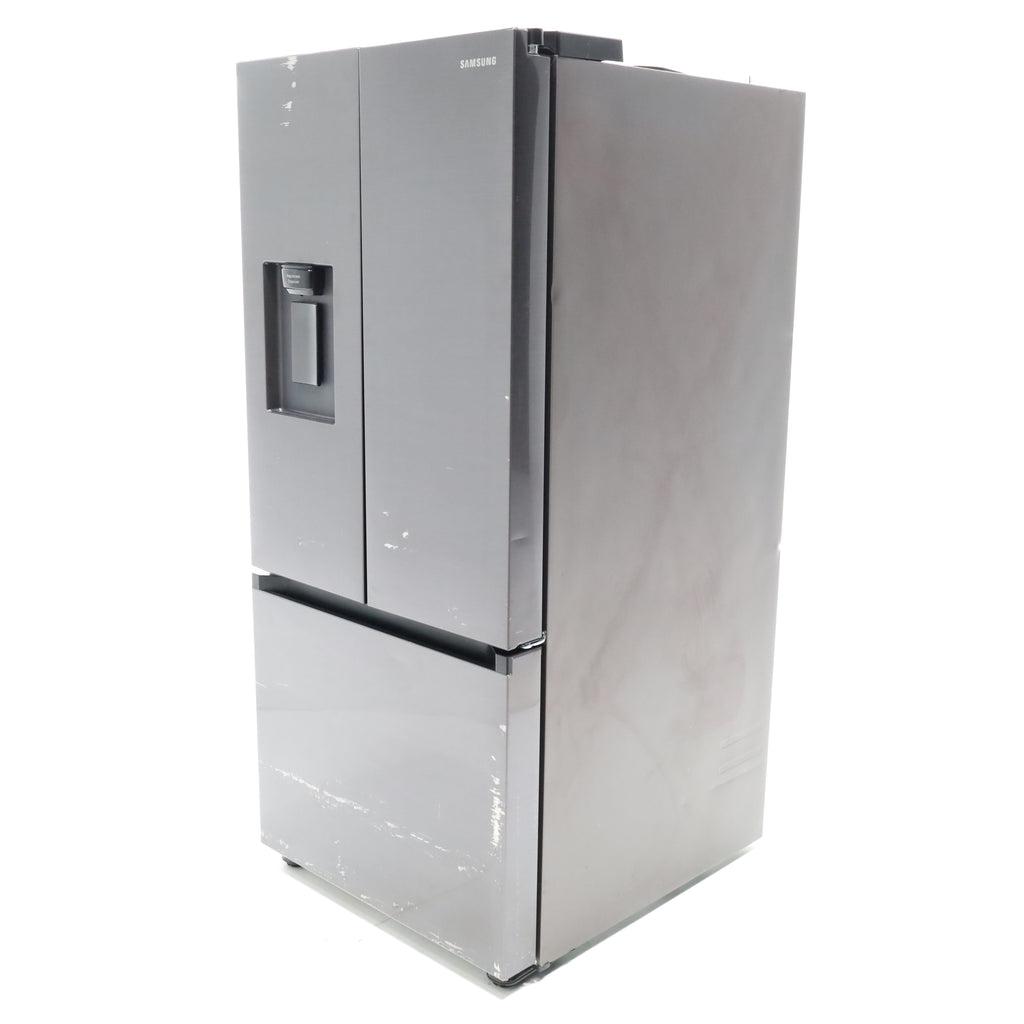 Pictures of 30 in. Fingerprint Resistant Stainless Steel ENERGY STAR Samsung 22 cu. ft. 3 Door French Door Refrigerator with Exterior Water and Ice Dispenser - Scratch & Dent - Moderate - Neu Appliance Outlet - Discount Appliance Outlet in Austin, Tx
