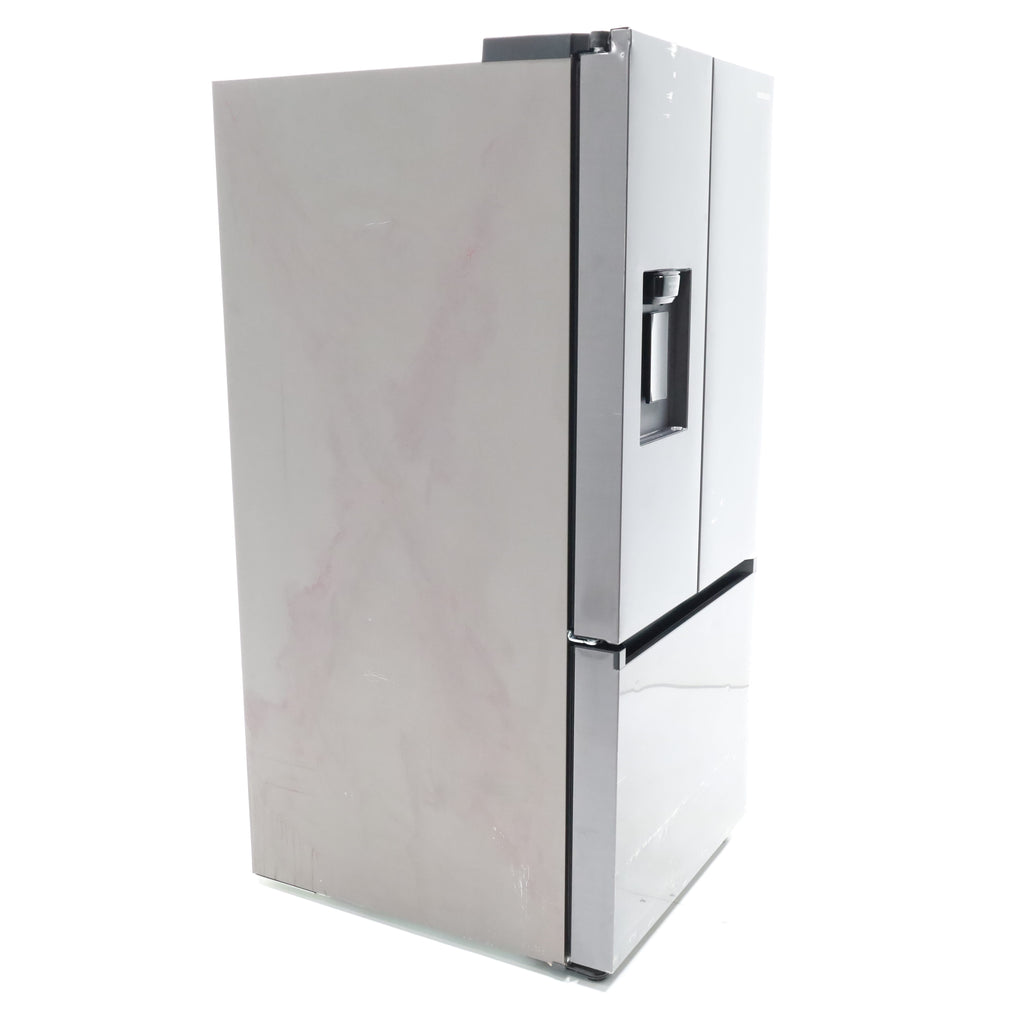 Pictures of 30 in. Fingerprint Resistant Stainless Steel ENERGY STAR Samsung 22 cu. ft. 3 Door French Door Refrigerator with Exterior Water and Ice Dispenser - Scratch & Dent - Moderate - Neu Appliance Outlet - Discount Appliance Outlet in Austin, Tx