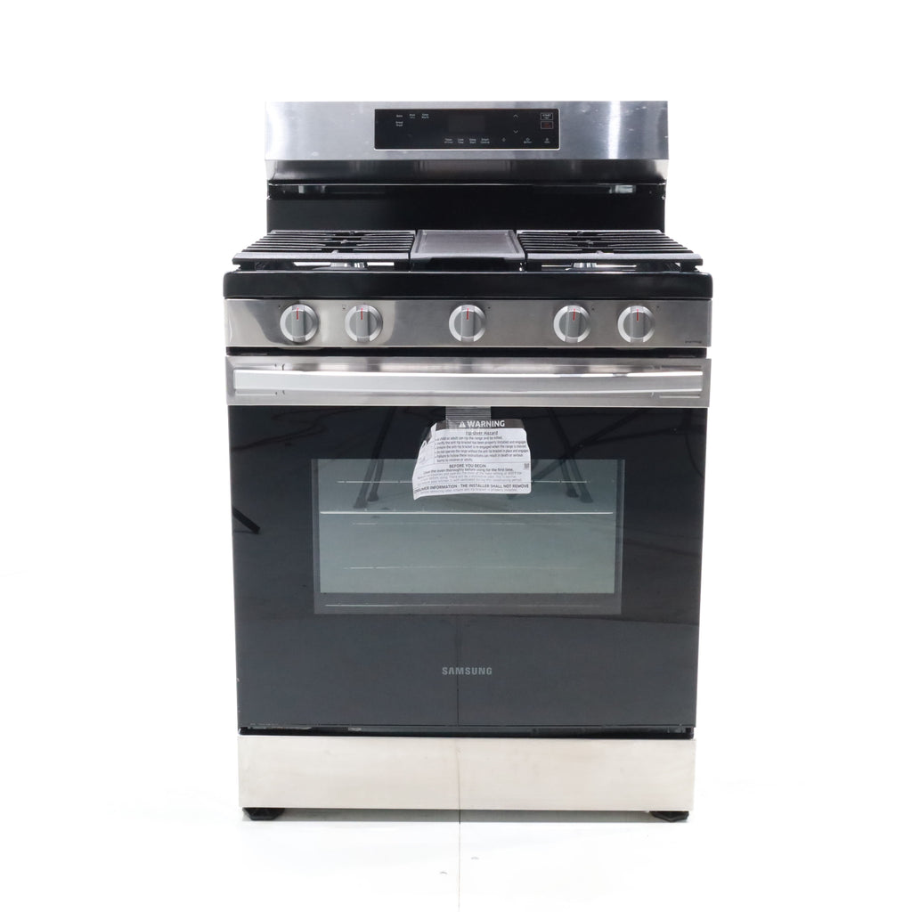Pictures of Stainless Steel Samsung 6.0 cu. ft. 5 Burner Freestanding Gas Range with Integrated Griddle - Scratch & Dent - Major - Neu Appliance Outlet - Discount Appliance Outlet in Austin, Tx