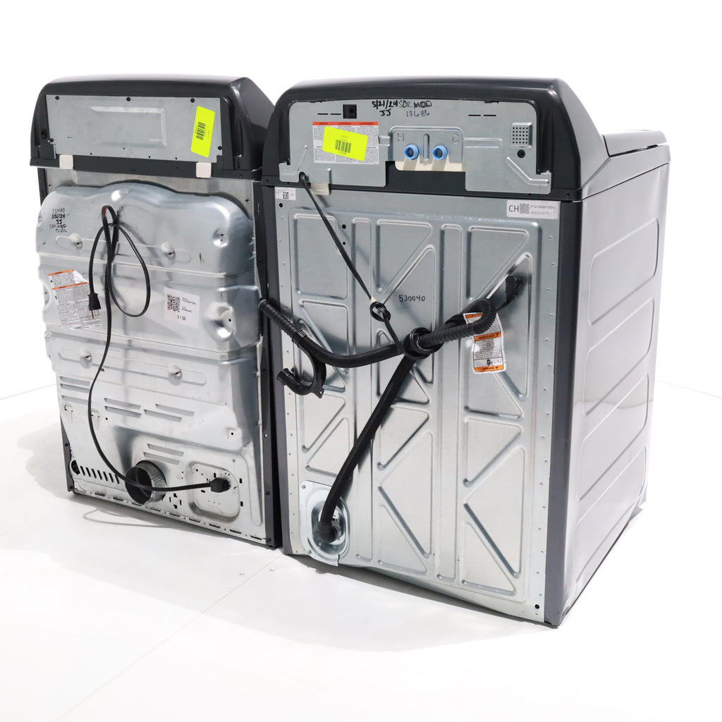 Pictures of Diamond Gray GE Profile 5.4 cu. ft. Top Load Washing Machine with FlexDispense and 7.4 cu. ft. Gas Dryer with Steam - Scratch & Dent - Moderate - Neu Appliance Outlet - Discount Appliance Outlet in Austin, Tx