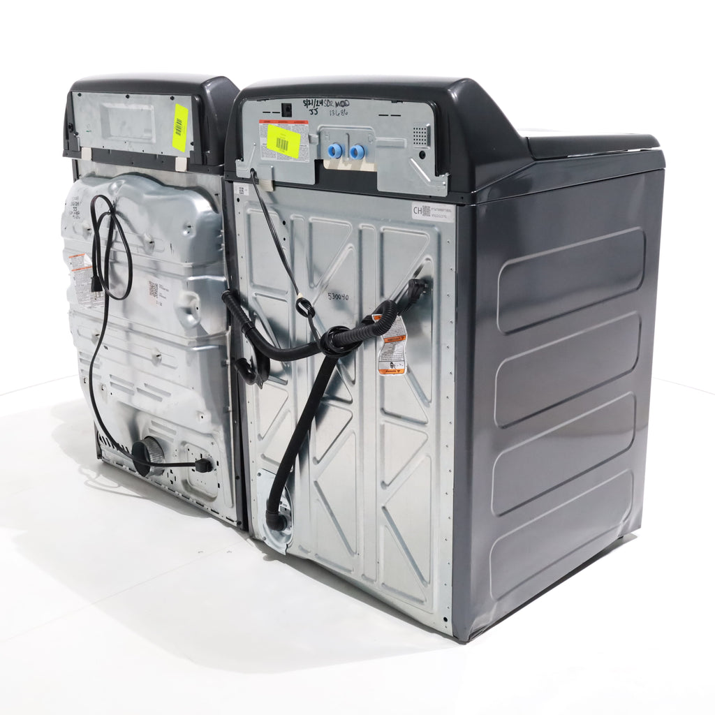 Pictures of Diamond Gray GE Profile 5.4 cu. ft. Top Load Washing Machine with FlexDispense and 7.4 cu. ft. Gas Dryer with Steam - Scratch & Dent - Moderate - Neu Appliance Outlet - Discount Appliance Outlet in Austin, Tx