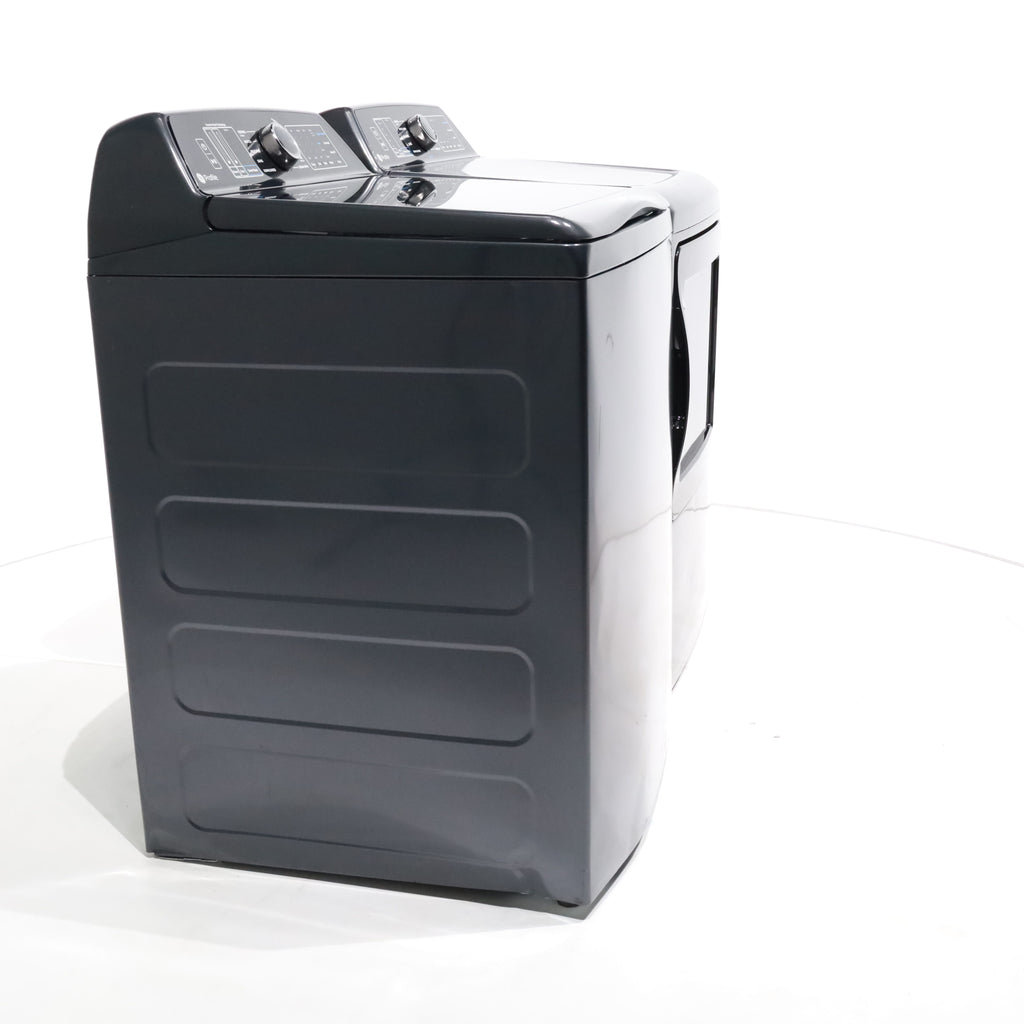 Pictures of Diamond Gray GE Profile 5.4 cu. ft. Top Load Washing Machine with FlexDispense and 7.4 cu. ft. Gas Dryer with Steam - Scratch & Dent - Moderate - Neu Appliance Outlet - Discount Appliance Outlet in Austin, Tx