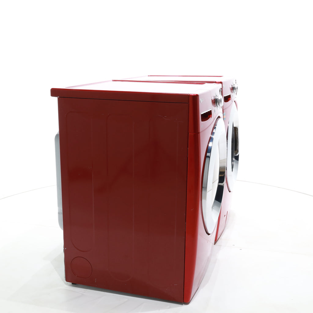Pictures of Wild Cherry Red ENERGY STAR LG 4.0 cu. ft. Front Load Washer with Steam and Wild Cherry Red LG 7.3 Front Load Electric Dryer with TrueSeam Technology - Certified Refurbished - Neu Appliance Outlet - Discount Appliance Outlet in Austin, Tx