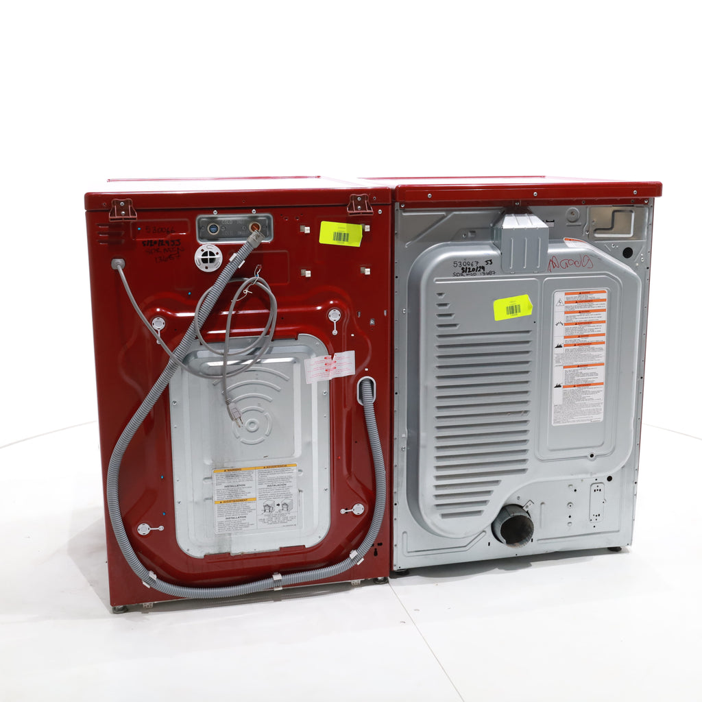Pictures of Wild Cherry Red ENERGY STAR LG 4.0 cu. ft. Front Load Washer with Steam and Wild Cherry Red LG 7.3 Front Load Electric Dryer with TrueSeam Technology - Certified Refurbished - Neu Appliance Outlet - Discount Appliance Outlet in Austin, Tx