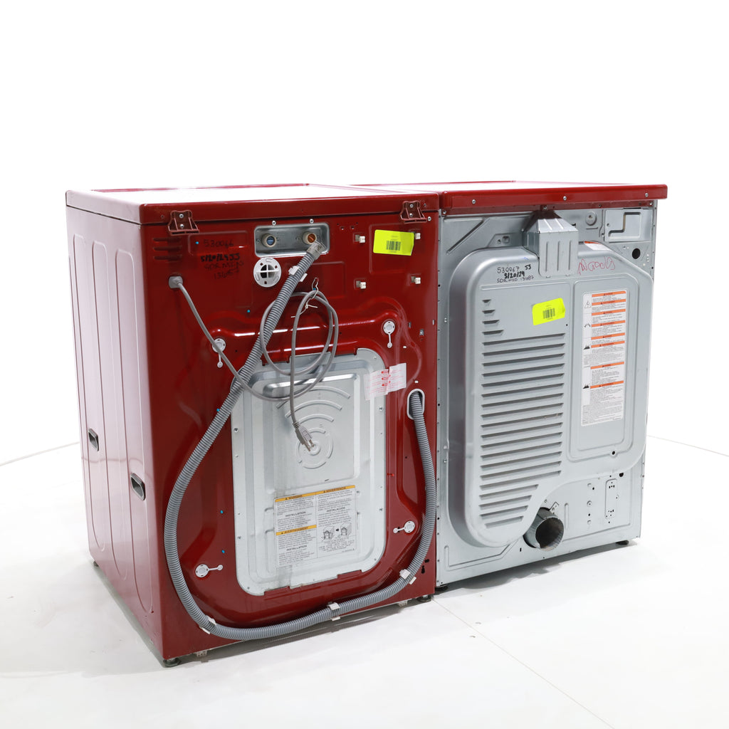 Pictures of Wild Cherry Red ENERGY STAR LG 4.0 cu. ft. Front Load Washer with Steam and Wild Cherry Red LG 7.3 Front Load Electric Dryer with TrueSeam Technology - Certified Refurbished - Neu Appliance Outlet - Discount Appliance Outlet in Austin, Tx