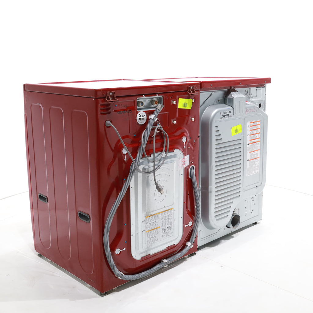 Pictures of Wild Cherry Red ENERGY STAR LG 4.0 cu. ft. Front Load Washer with Steam and Wild Cherry Red LG 7.3 Front Load Electric Dryer with TrueSeam Technology - Certified Refurbished - Neu Appliance Outlet - Discount Appliance Outlet in Austin, Tx