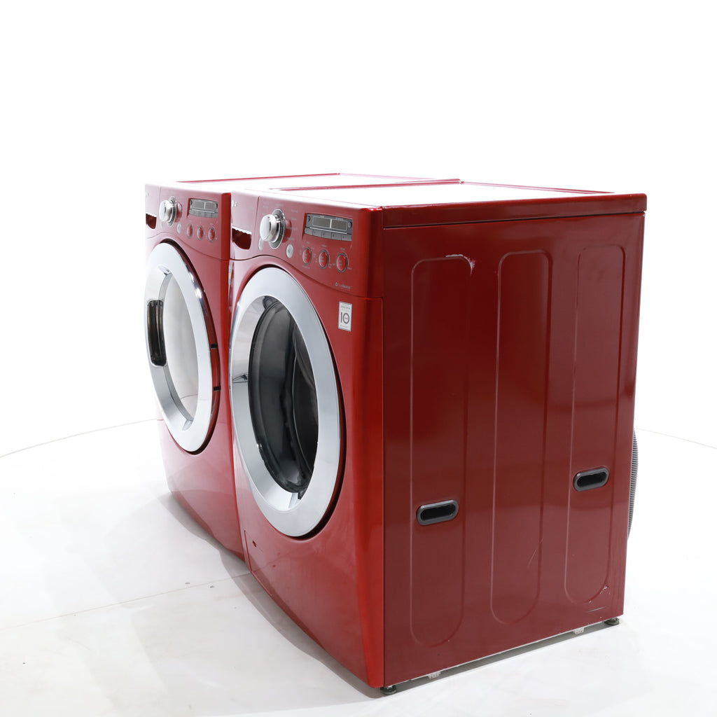 Pictures of Wild Cherry Red ENERGY STAR LG 4.0 cu. ft. Front Load Washer with Steam and Wild Cherry Red LG 7.3 Front Load Electric Dryer with TrueSeam Technology - Certified Refurbished - Neu Appliance Outlet - Discount Appliance Outlet in Austin, Tx