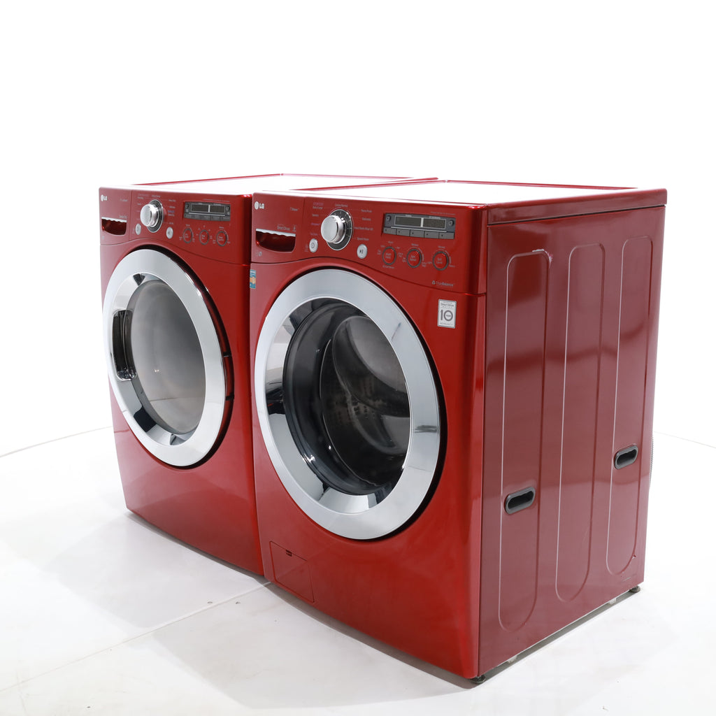 Pictures of Wild Cherry Red ENERGY STAR LG 4.0 cu. ft. Front Load Washer with Steam and Wild Cherry Red LG 7.3 Front Load Electric Dryer with TrueSeam Technology - Certified Refurbished - Neu Appliance Outlet - Discount Appliance Outlet in Austin, Tx