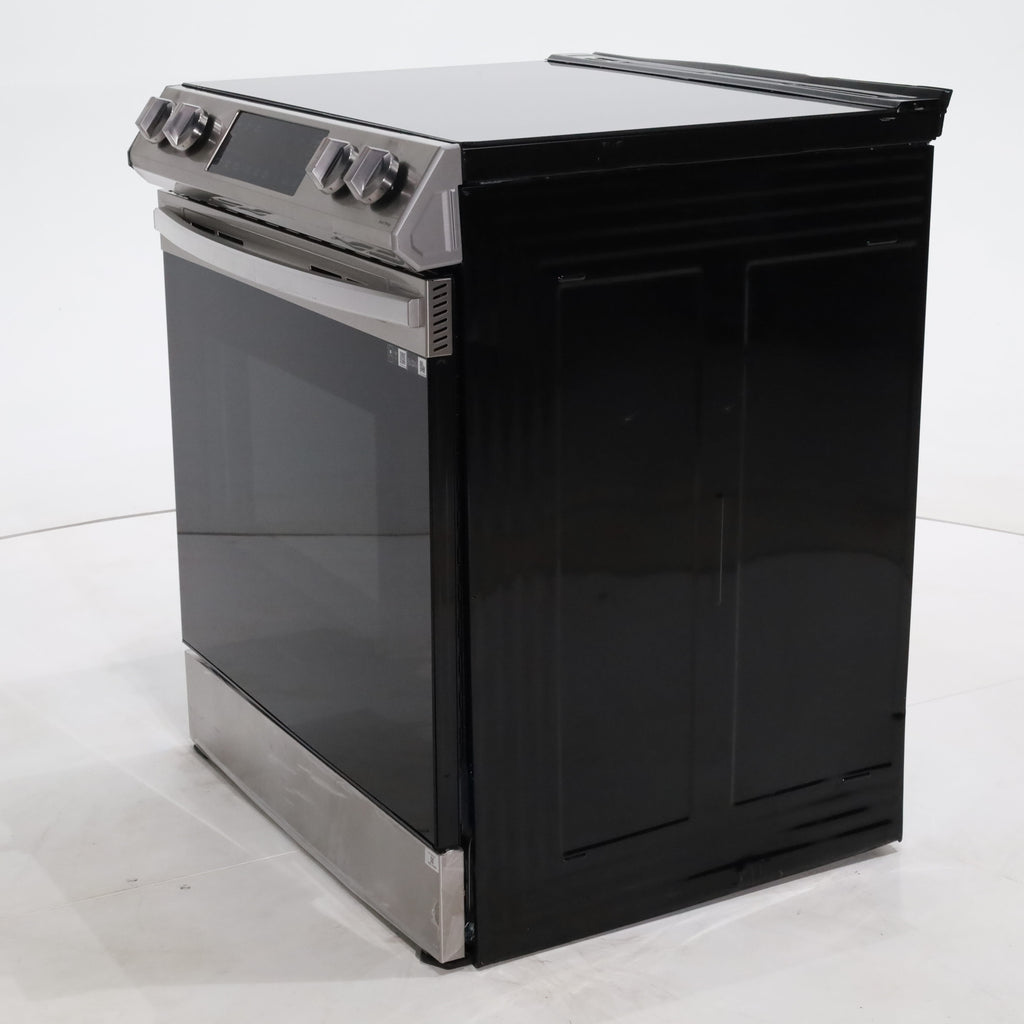 Pictures of Fingerprint Resistant Stainless Samsung 6.3 cu ft 5 Heating Element Smooth Cooktop Smart Slide In Electric Range with Smart Wifi Connectivity - Scratch & Dent - Moderate - Neu Appliance Outlet - Discount Appliance Outlet in Austin, Tx