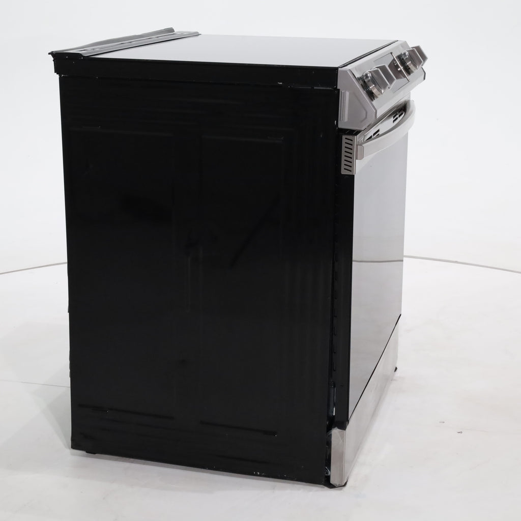 Pictures of Fingerprint Resistant Stainless Samsung 6.3 cu ft 5 Heating Element Smooth Cooktop Smart Slide In Electric Range with Smart Wifi Connectivity - Scratch & Dent - Moderate - Neu Appliance Outlet - Discount Appliance Outlet in Austin, Tx