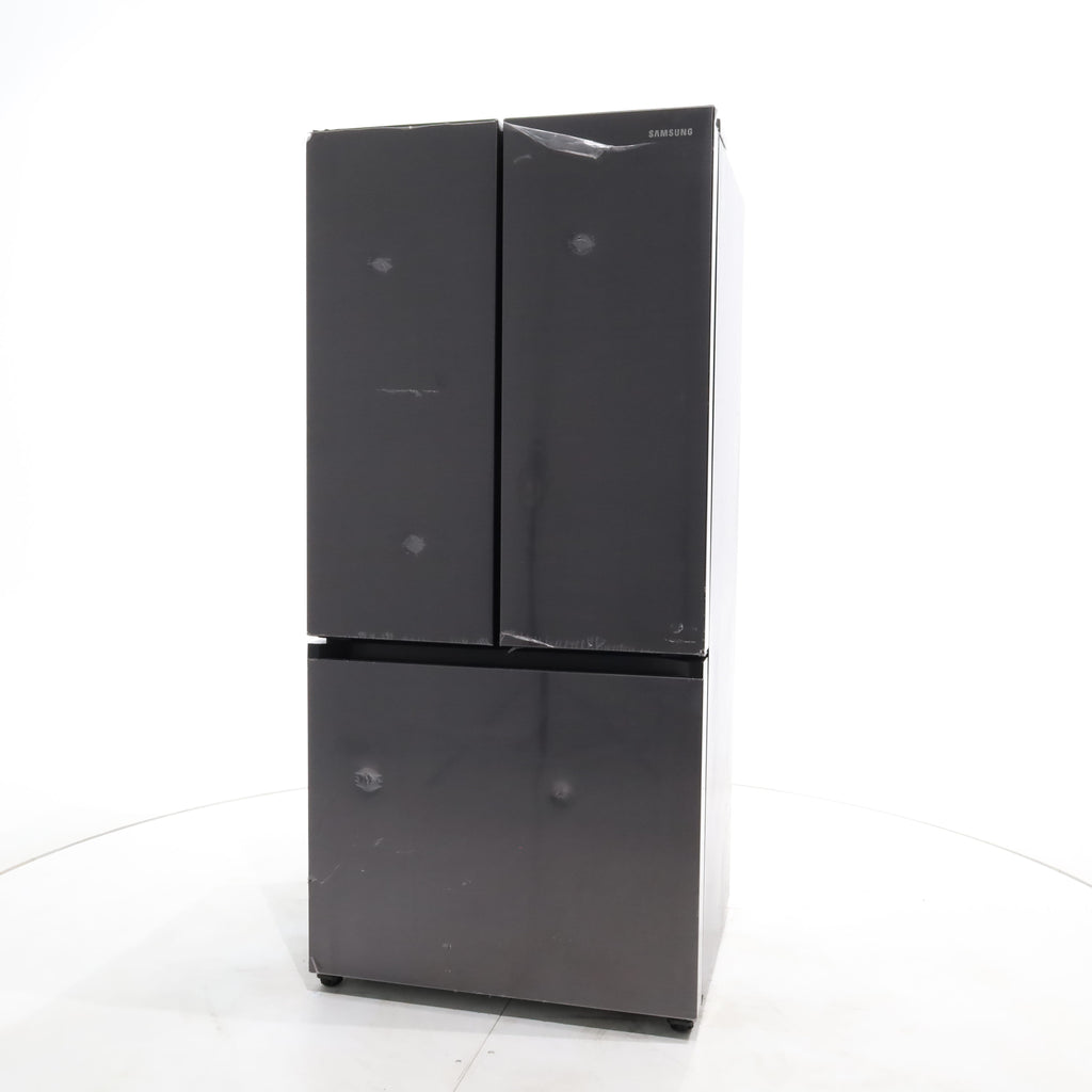 Pictures of 33 in. Wide Fingerprint Resistant Black Stainless Steel ENERGY STAR Smart Samsung  17.5 cu. ft. 3 Door French Door Refrigerator with Internal Ice Maker - Scratch & Dent - Major - Neu Appliance Outlet - Discount Appliance Outlet in Austin, Tx