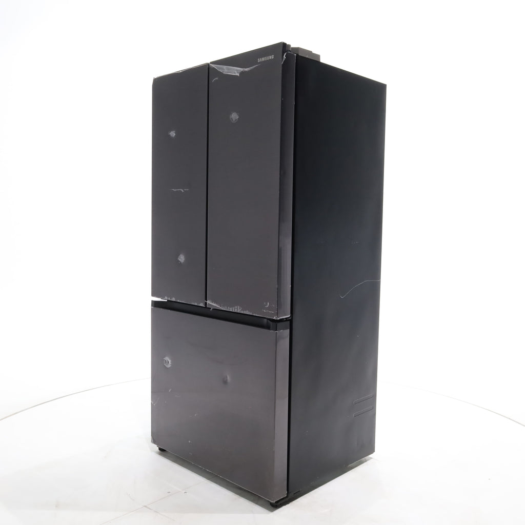 Pictures of 33 in. Wide Fingerprint Resistant Black Stainless Steel ENERGY STAR Smart Samsung  17.5 cu. ft. 3 Door French Door Refrigerator with Internal Ice Maker - Scratch & Dent - Major - Neu Appliance Outlet - Discount Appliance Outlet in Austin, Tx