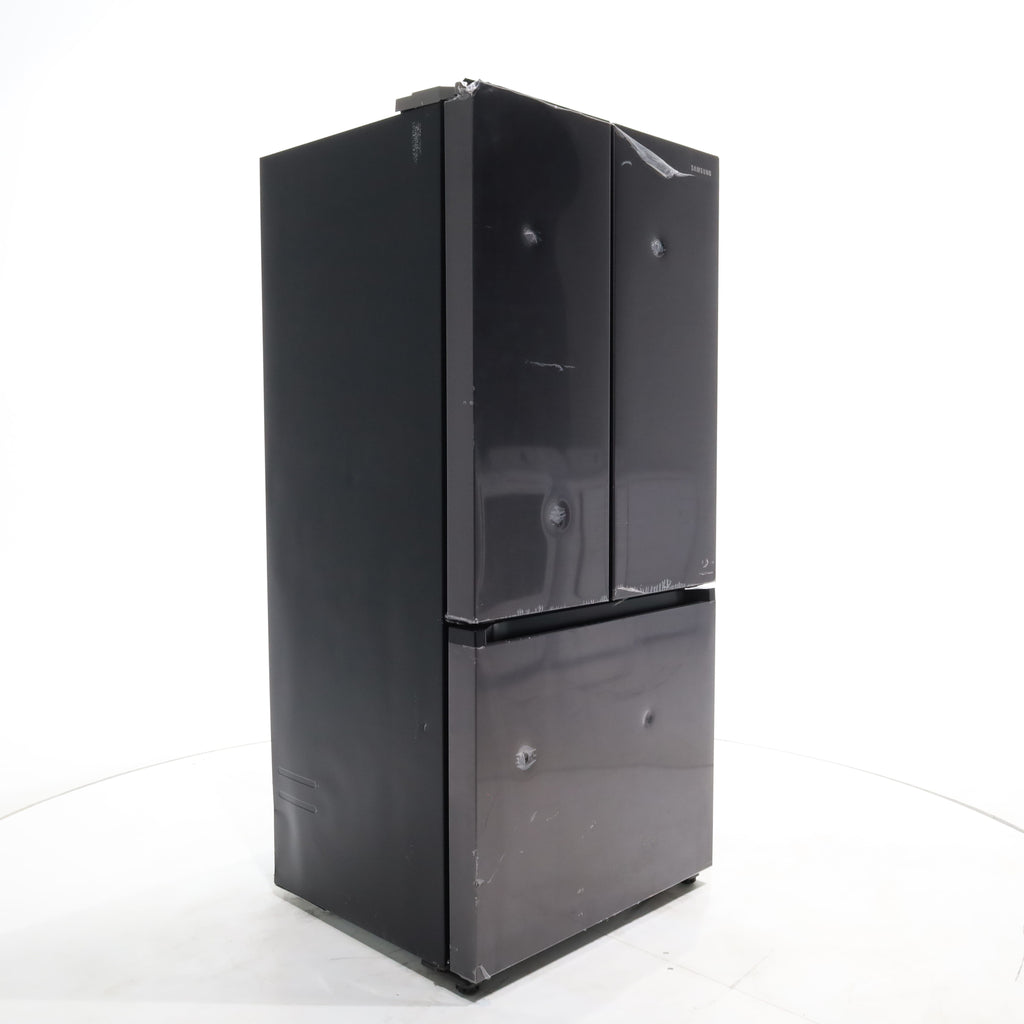 Pictures of 33 in. Wide Fingerprint Resistant Black Stainless Steel ENERGY STAR Smart Samsung  17.5 cu. ft. 3 Door French Door Refrigerator with Internal Ice Maker - Scratch & Dent - Major - Neu Appliance Outlet - Discount Appliance Outlet in Austin, Tx
