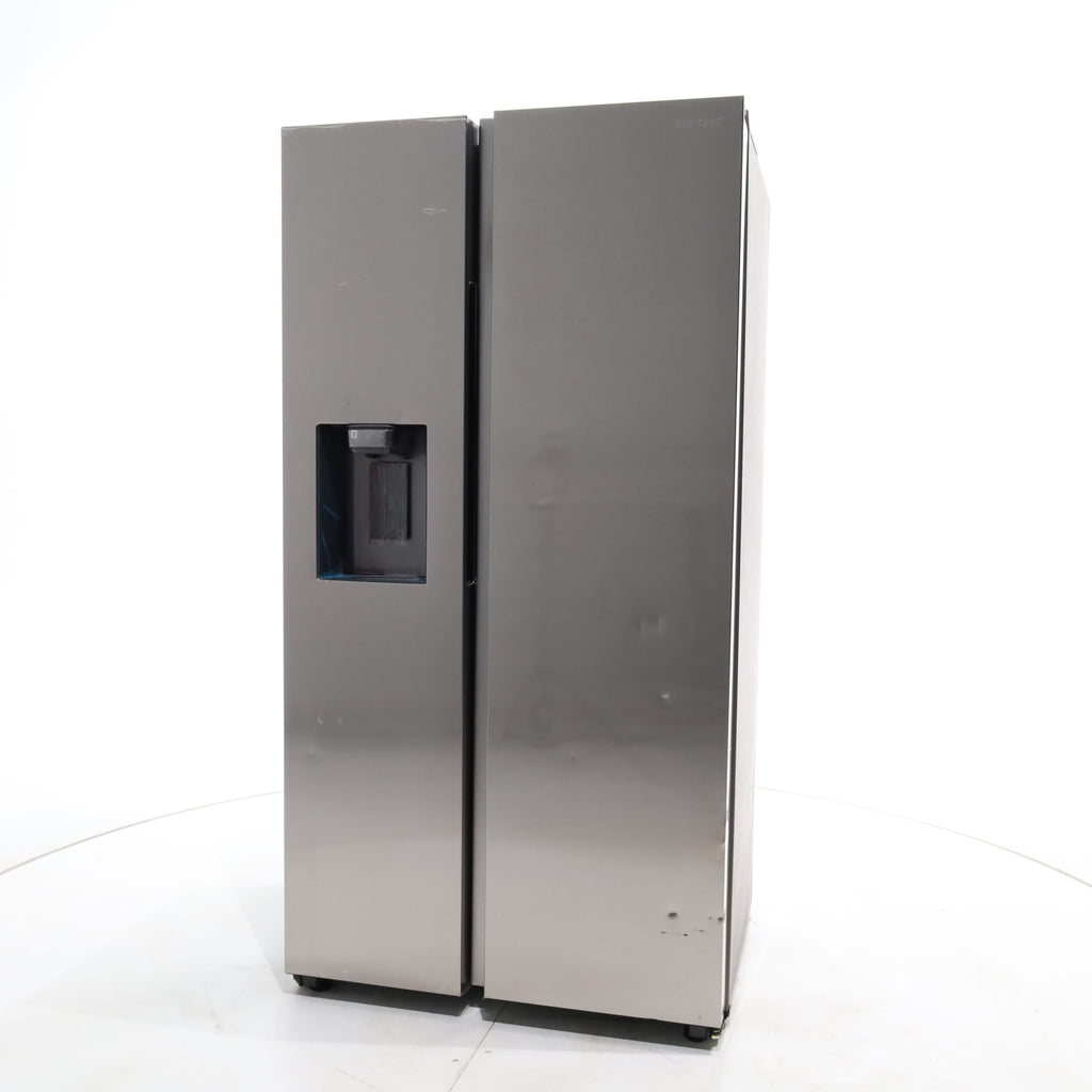 Pictures of Counter Depth Fingerprint Resistant Stainless Steel ENERGY STAR Samsung 22 cu. ft. Side by Side Refrigerator with Exterior Water and Ice Dispenser - Scratch & Dent - Moderate - Neu Appliance Outlet - Discount Appliance Outlet in Austin, Tx