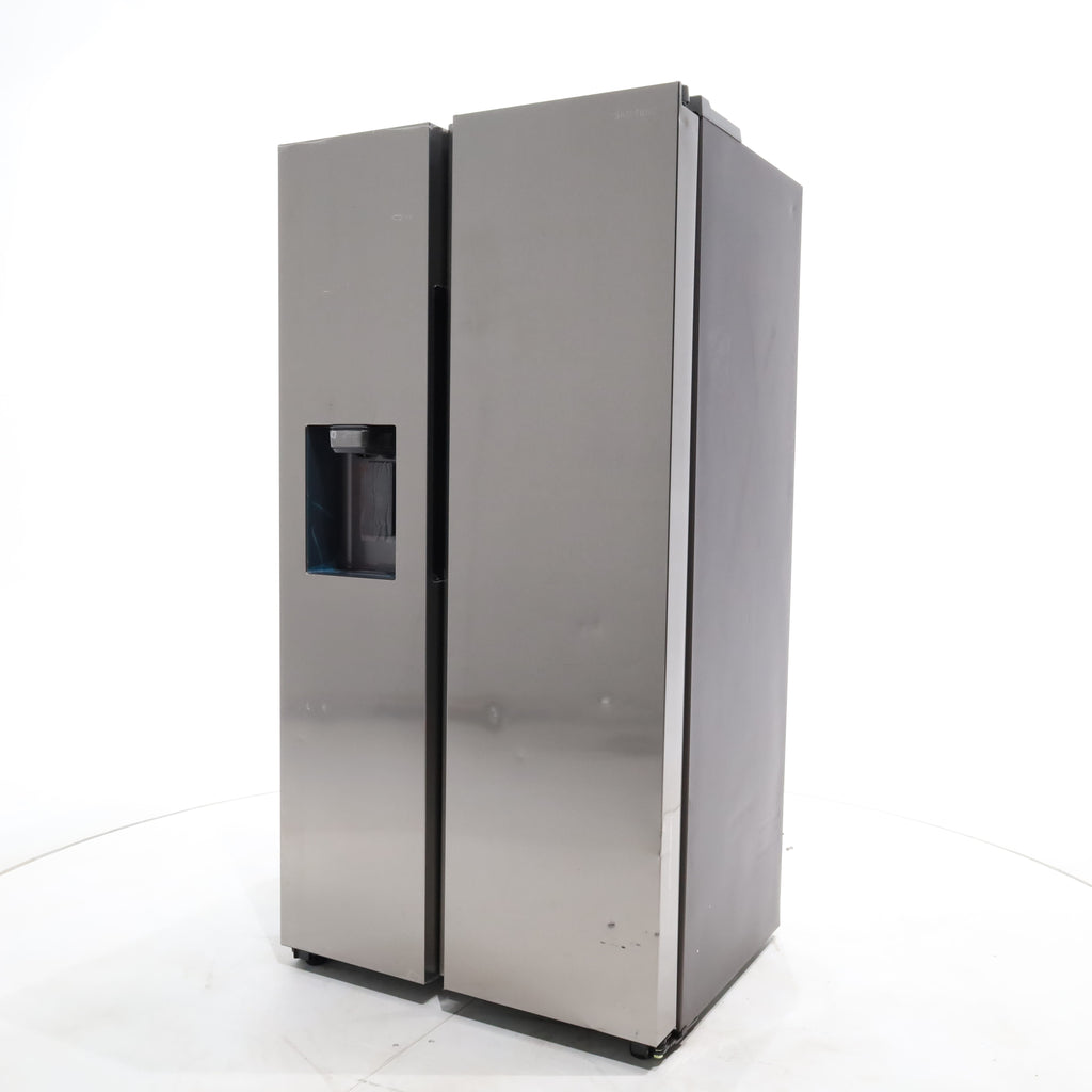 Pictures of Counter Depth Fingerprint Resistant Stainless Steel ENERGY STAR Samsung 22 cu. ft. Side by Side Refrigerator with Exterior Water and Ice Dispenser - Scratch & Dent - Moderate - Neu Appliance Outlet - Discount Appliance Outlet in Austin, Tx