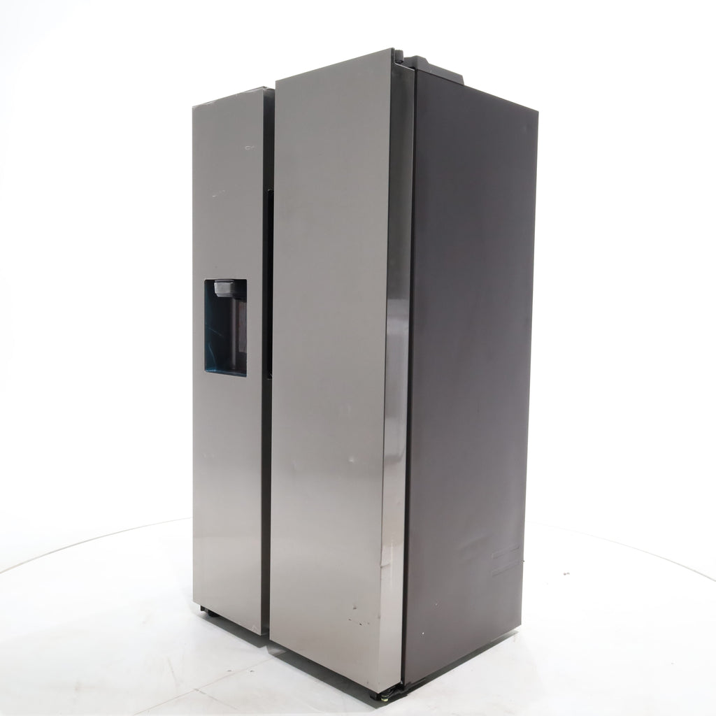 Pictures of Counter Depth Fingerprint Resistant Stainless Steel ENERGY STAR Samsung 22 cu. ft. Side by Side Refrigerator with Exterior Water and Ice Dispenser - Scratch & Dent - Moderate - Neu Appliance Outlet - Discount Appliance Outlet in Austin, Tx