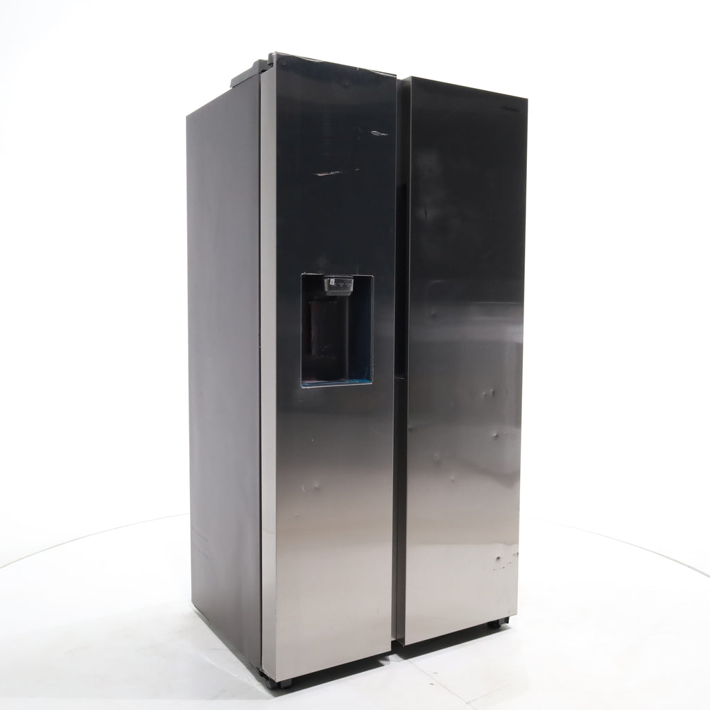 Pictures of Counter Depth Fingerprint Resistant Stainless Steel ENERGY STAR Samsung 22 cu. ft. Side by Side Refrigerator with Exterior Water and Ice Dispenser - Scratch & Dent - Moderate - Neu Appliance Outlet - Discount Appliance Outlet in Austin, Tx