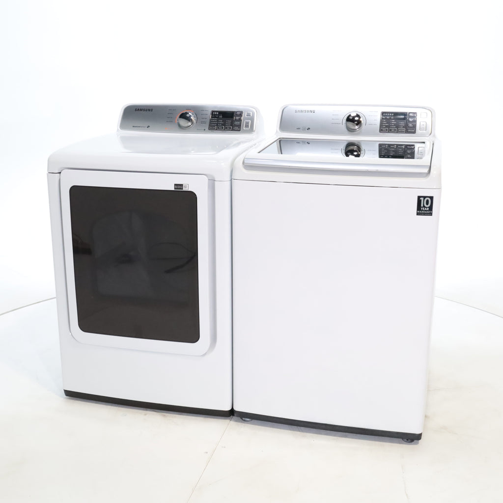 Pictures of Samsung 4.5 Top Load Washing Machine with Diamond Drum Design and Samsung 7.4 cu. ft. Electric Dryer with Smart Care - Certified Refurbished - Neu Appliance Outlet - Discount Appliance Outlet in Austin, Tx