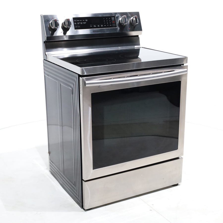 Stainless Steel Samsung 5.9 cu. ft. Freestanding 5 Heating Element Smooth Cooktop Electric Range with True Convection - Certified Refurbished