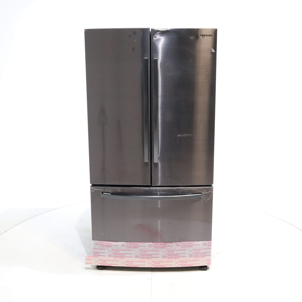 Pictures of Fingerprint Resistant Black Stainless Steel ENERGY STAR Samsung 28.2 cu. ft. Capacity 3 Door French Door Refrigerator with Internal Ice Maker - Scratch & Dent - Major - Neu Appliance Outlet - Discount Appliance Outlet in Austin, Tx