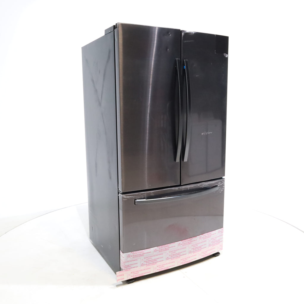 Pictures of Fingerprint Resistant Black Stainless Steel ENERGY STAR Samsung 28.2 cu. ft. Capacity 3 Door French Door Refrigerator with Internal Ice Maker - Scratch & Dent - Major - Neu Appliance Outlet - Discount Appliance Outlet in Austin, Tx