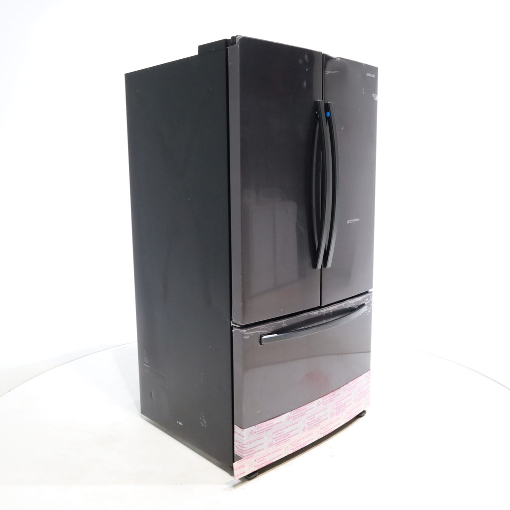 Pictures of Fingerprint Resistant Black Stainless Steel ENERGY STAR Samsung 28.2 cu. ft. Capacity 3 Door French Door Refrigerator with Internal Ice Maker - Scratch & Dent - Major - Neu Appliance Outlet - Discount Appliance Outlet in Austin, Tx