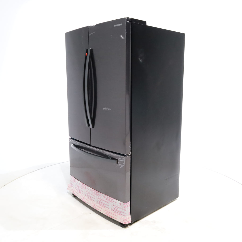 Pictures of Fingerprint Resistant Black Stainless Steel ENERGY STAR Samsung 28.2 cu. ft. Capacity 3 Door French Door Refrigerator with Internal Ice Maker - Scratch & Dent - Major - Neu Appliance Outlet - Discount Appliance Outlet in Austin, Tx
