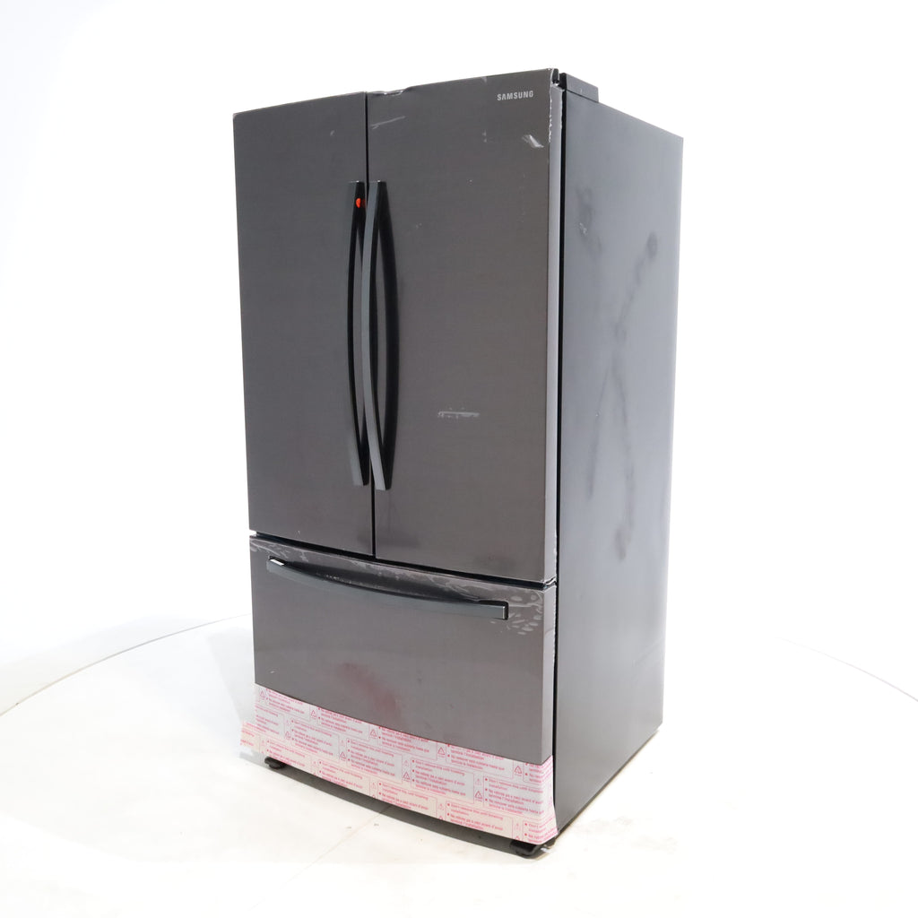 Pictures of Fingerprint Resistant Black Stainless Steel ENERGY STAR Samsung 28.2 cu. ft. Capacity 3 Door French Door Refrigerator with Internal Ice Maker - Scratch & Dent - Major - Neu Appliance Outlet - Discount Appliance Outlet in Austin, Tx