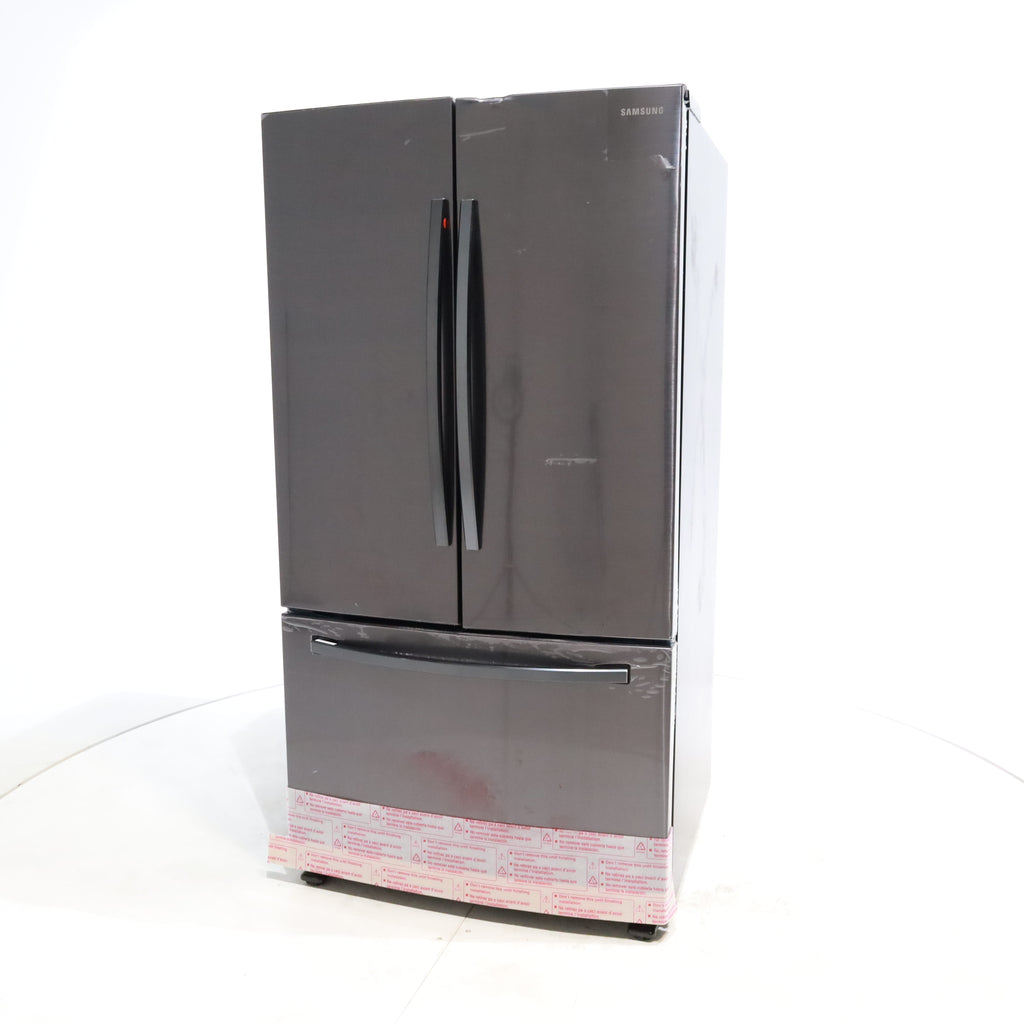 Pictures of Fingerprint Resistant Black Stainless Steel ENERGY STAR Samsung 28.2 cu. ft. Capacity 3 Door French Door Refrigerator with Internal Ice Maker - Scratch & Dent - Major - Neu Appliance Outlet - Discount Appliance Outlet in Austin, Tx