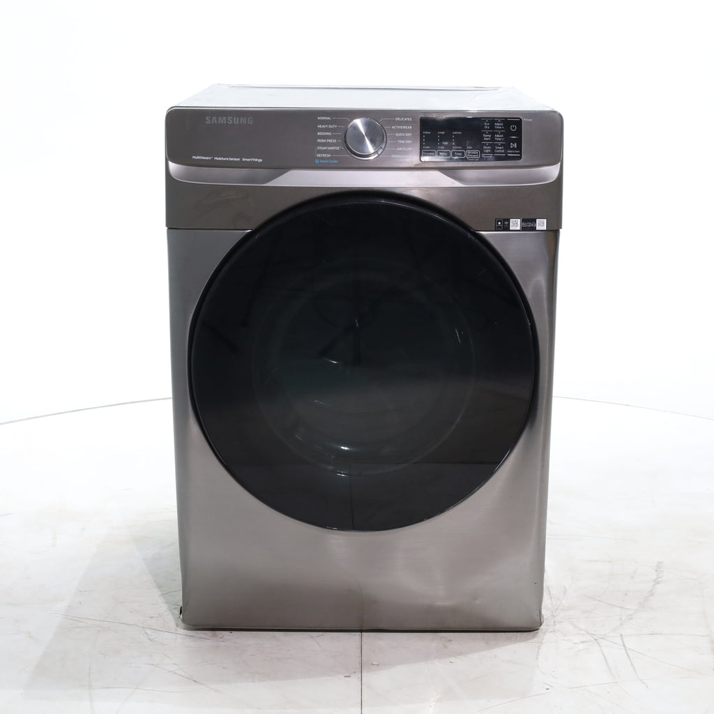 Pictures of Platinum Samsung 7.5 cu. ft. Front Load Electric Dryer with Steam- Scratch & Dent - Major - Neu Appliance Outlet - Discount Appliance Outlet in Austin, Tx