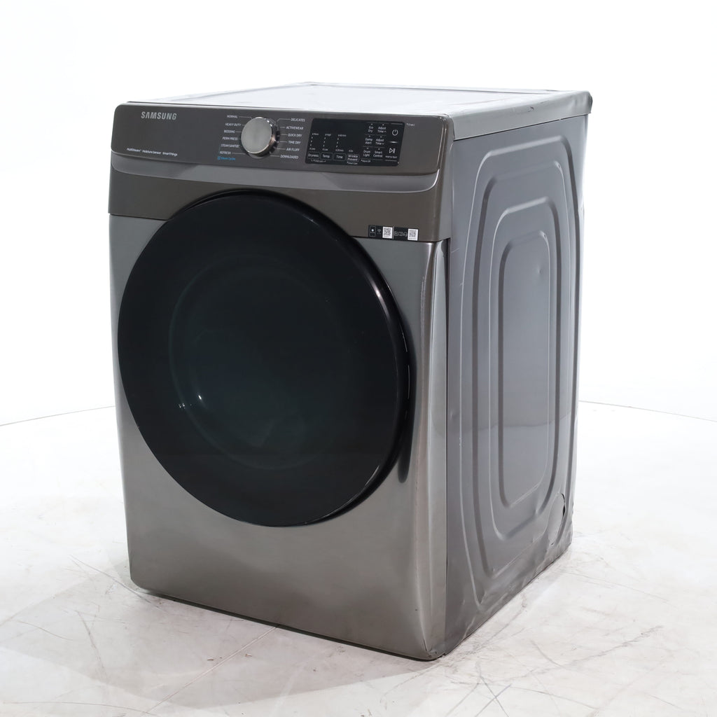 Pictures of Platinum Samsung 7.5 cu. ft. Front Load Electric Dryer with Steam- Scratch & Dent - Major - Neu Appliance Outlet - Discount Appliance Outlet in Austin, Tx