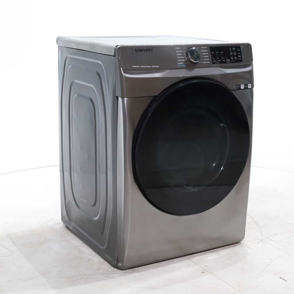 Pictures of Platinum Samsung 7.5 cu. ft. Front Load Electric Dryer with Steam- Scratch & Dent - Major - Neu Appliance Outlet - Discount Appliance Outlet in Austin, Tx