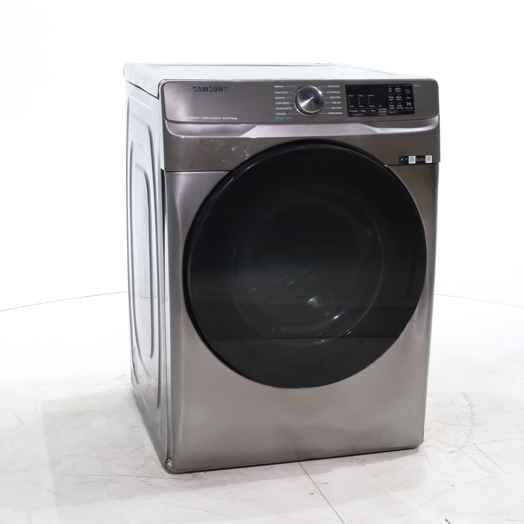 Pictures of Platinum Samsung 7.5 cu. ft. Front Load Electric Dryer with Steam- Scratch & Dent - Major - Neu Appliance Outlet - Discount Appliance Outlet in Austin, Tx