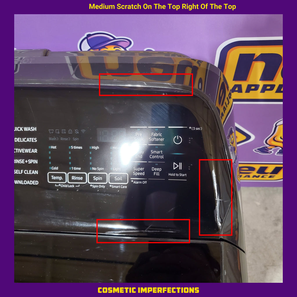 Pictures of Samsung 5.1 cu. ft. Smart Top Load Washer with ActiveWave™ Agitator and Super Speed Wash in Brushed Black 1CR0447 - WA51A5505AV - Certified Refurbished - Neu Appliance Outlet - Discount Appliance Outlet in Austin, Tx