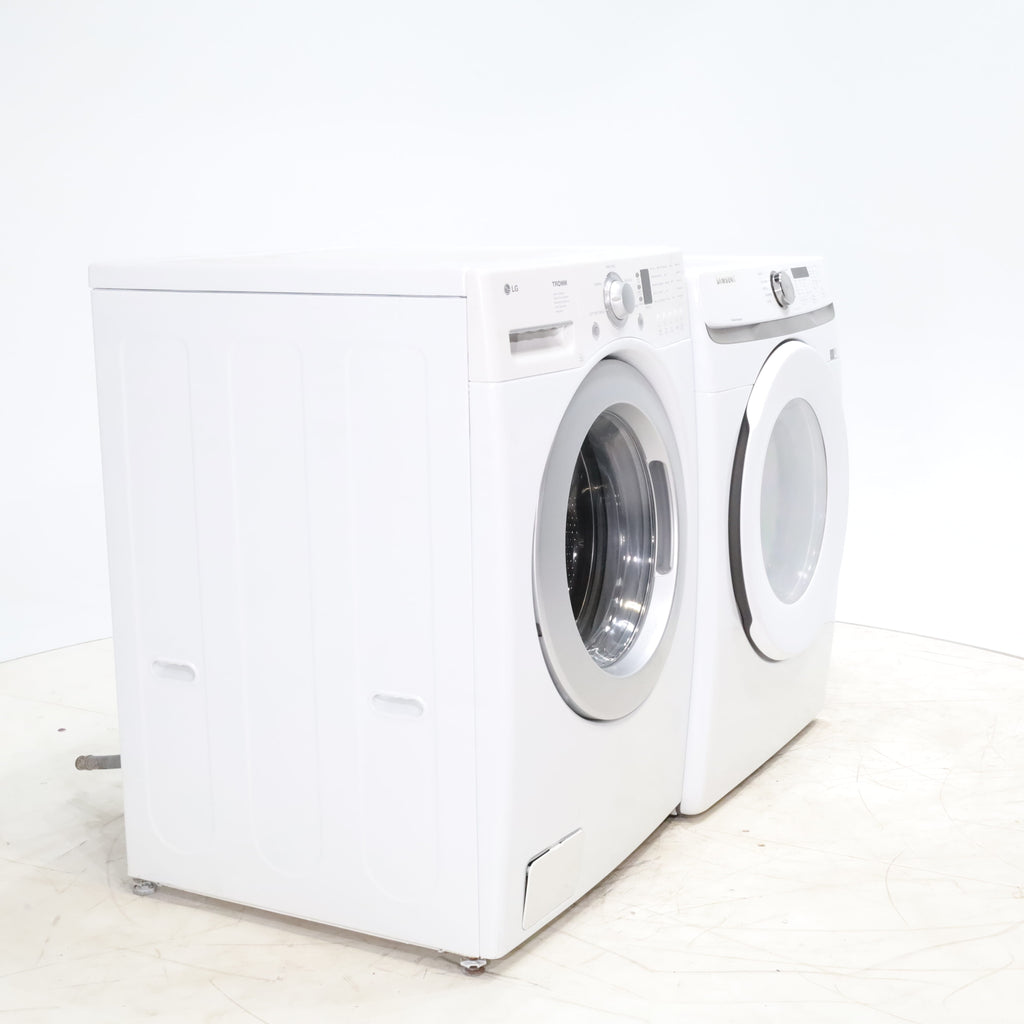 Pictures of LG Frontload 3.6 cu ft 27 inch Wide Washing Machine with Direct Drive Motor and White Samsung 7.5 cu. ft. Front Load Electric Dryer with Smart Care - Certified Refurbished - Neu Appliance Outlet - Discount Appliance Outlet in Austin, Tx