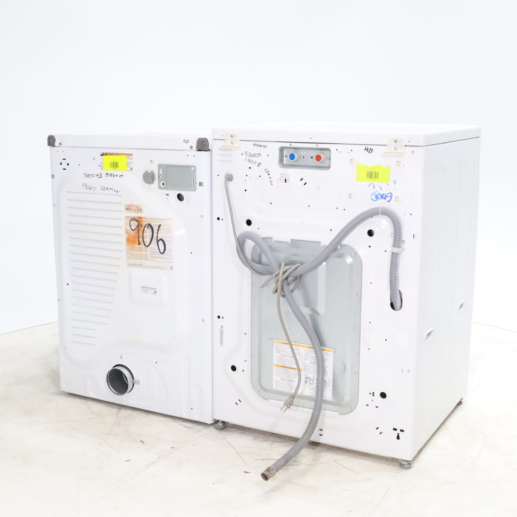 Pictures of LG Frontload 3.6 cu ft 27 inch Wide Washing Machine with Direct Drive Motor and White Samsung 7.5 cu. ft. Front Load Electric Dryer with Smart Care - Certified Refurbished - Neu Appliance Outlet - Discount Appliance Outlet in Austin, Tx