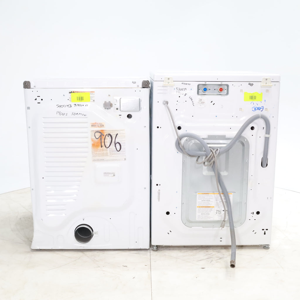 Pictures of LG Frontload 3.6 cu ft 27 inch Wide Washing Machine with Direct Drive Motor and White Samsung 7.5 cu. ft. Front Load Electric Dryer with Smart Care - Certified Refurbished - Neu Appliance Outlet - Discount Appliance Outlet in Austin, Tx