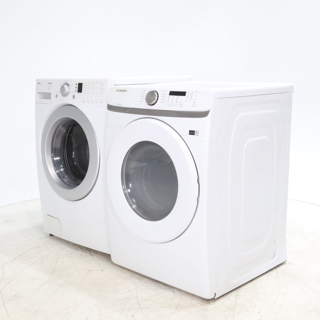 Pictures of LG Frontload 3.6 cu ft 27 inch Wide Washing Machine with Direct Drive Motor and White Samsung 7.5 cu. ft. Front Load Electric Dryer with Smart Care - Certified Refurbished - Neu Appliance Outlet - Discount Appliance Outlet in Austin, Tx