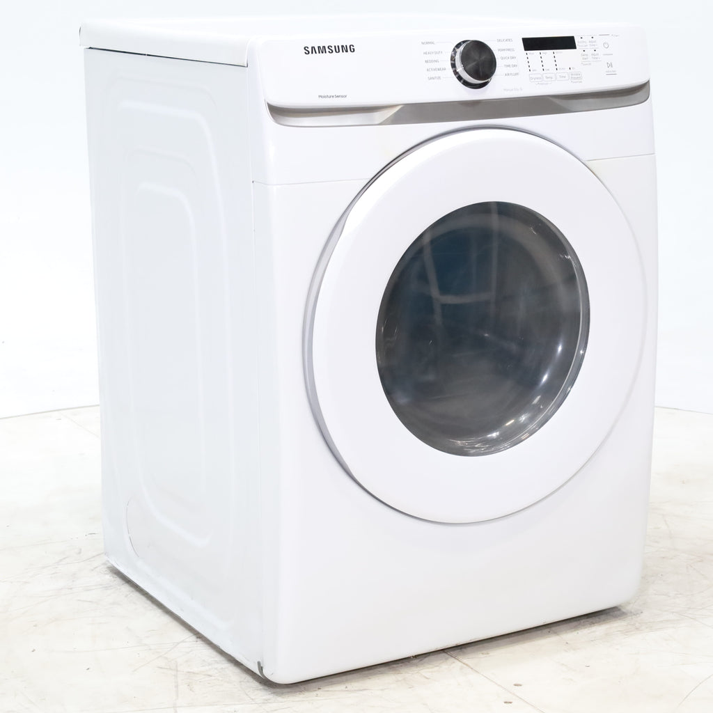 Pictures of White Samsung 7.5 cu. ft. Front Load Electric Dryer with Smart Care - Scratch and Dent - Major - Neu Appliance Outlet - Discount Appliance Outlet in Austin, Tx