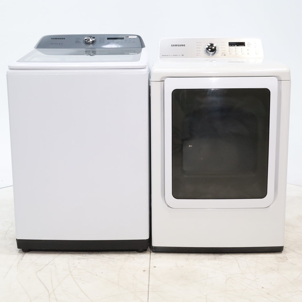 Pictures of ENERGY STAR Samsung 5.0 cu. ft. Top Load Washing Machine with Active Water Jet and Samsung 7.3 cu. ft. Electric Dryer with Smart Care - Certified Refurbished - Neu Appliance Outlet - Discount Appliance Outlet in Austin, Tx