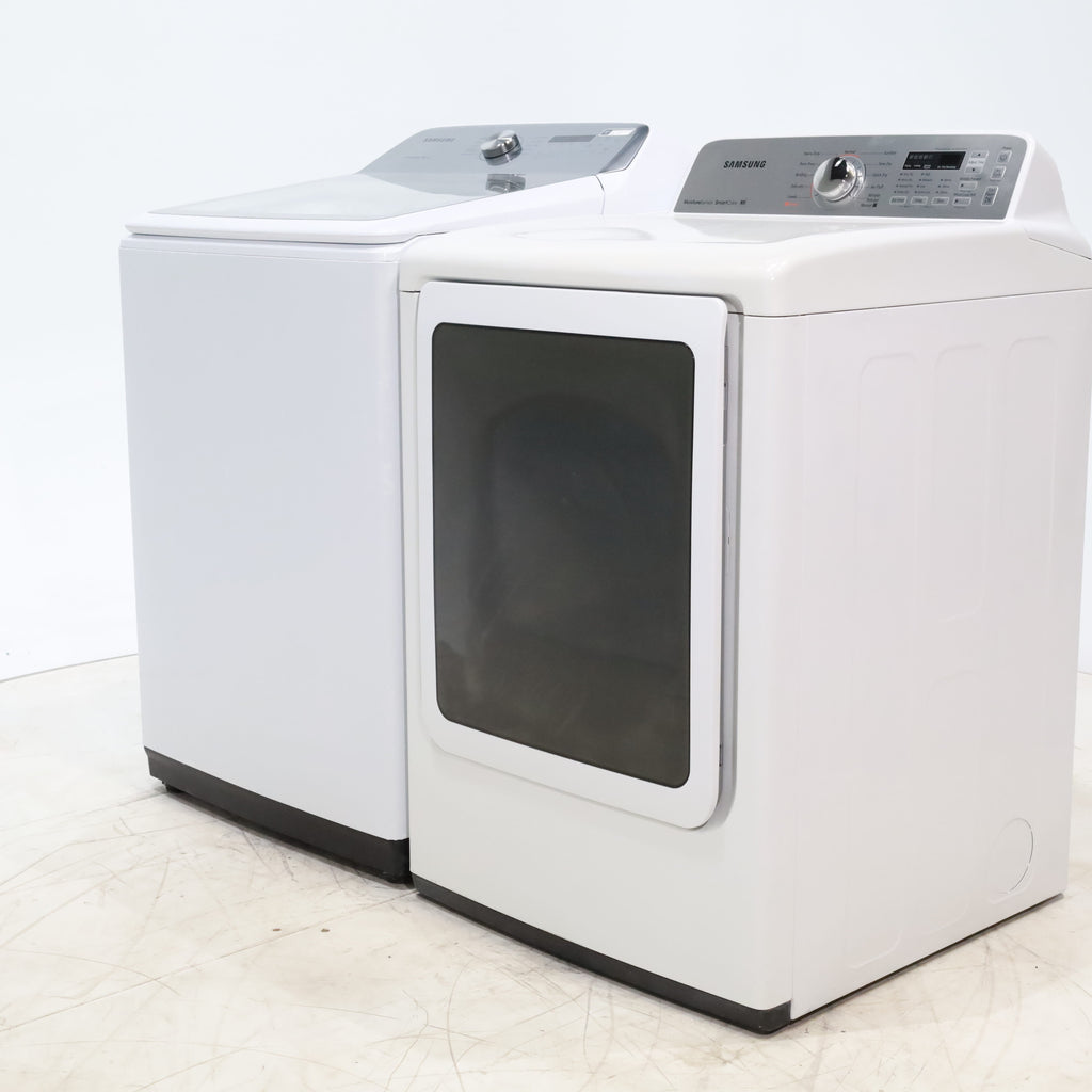 Pictures of ENERGY STAR Samsung 5.0 cu. ft. Top Load Washing Machine with Active Water Jet and Samsung 7.3 cu. ft. Electric Dryer with Smart Care - Certified Refurbished - Neu Appliance Outlet - Discount Appliance Outlet in Austin, Tx