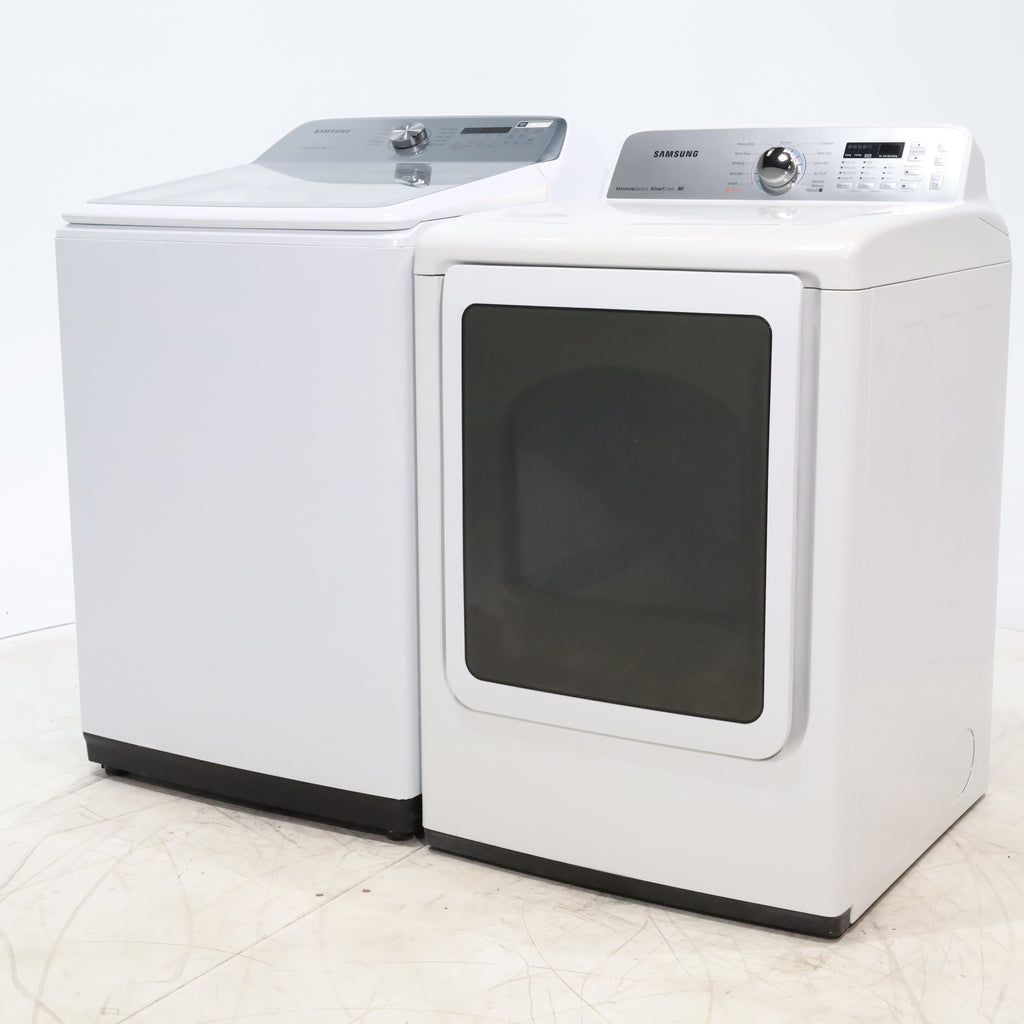 Pictures of ENERGY STAR Samsung 5.0 cu. ft. Top Load Washing Machine with Active Water Jet and Samsung 7.3 cu. ft. Electric Dryer with Smart Care - Certified Refurbished - Neu Appliance Outlet - Discount Appliance Outlet in Austin, Tx