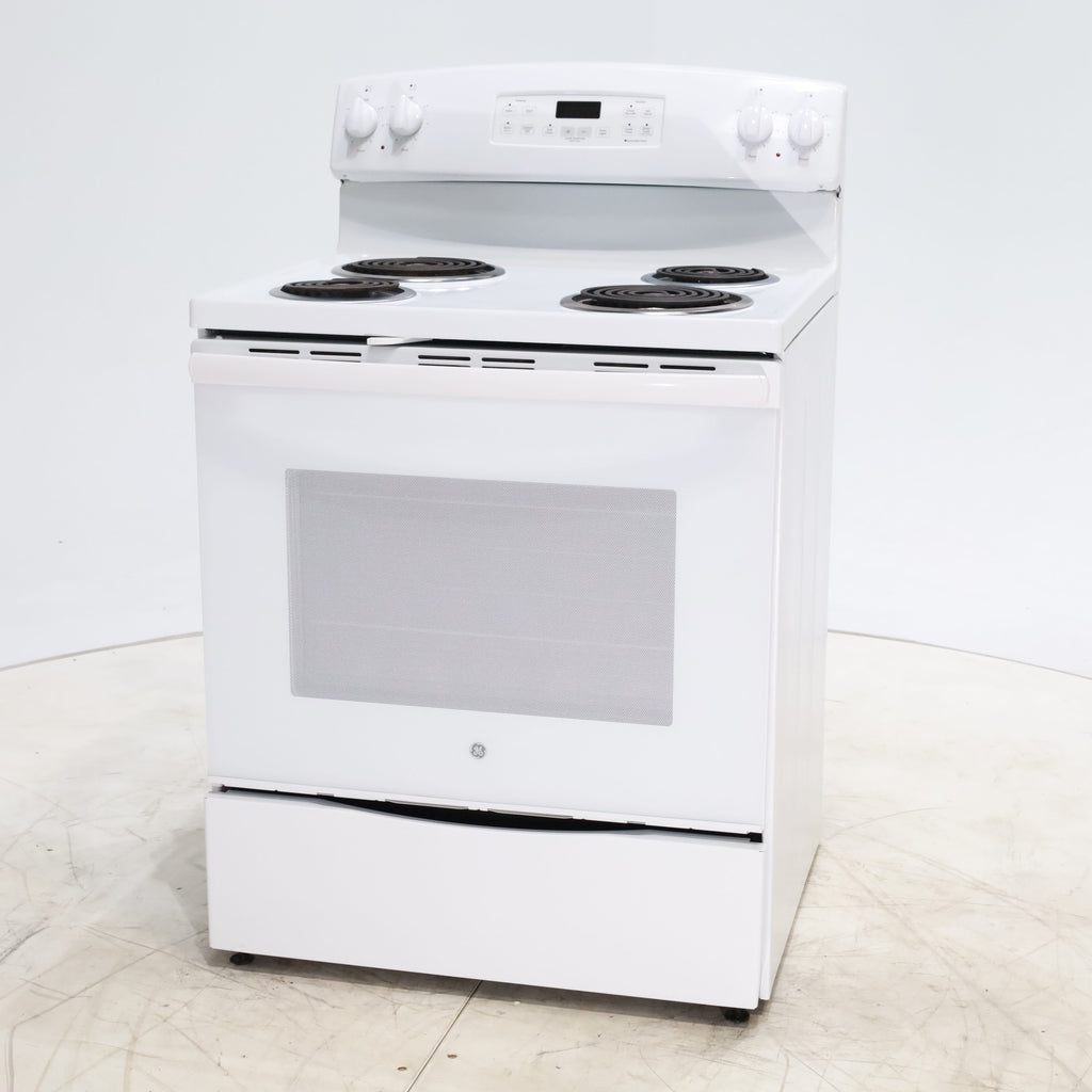 Pictures of White GE 5.3 cu. ft. Freestanding 4 Element Electric Range with Dual Element Baking and Self-Cleaning Oven- Certified Refurbished - Neu Appliance Outlet - Discount Appliance Outlet in Austin, Tx